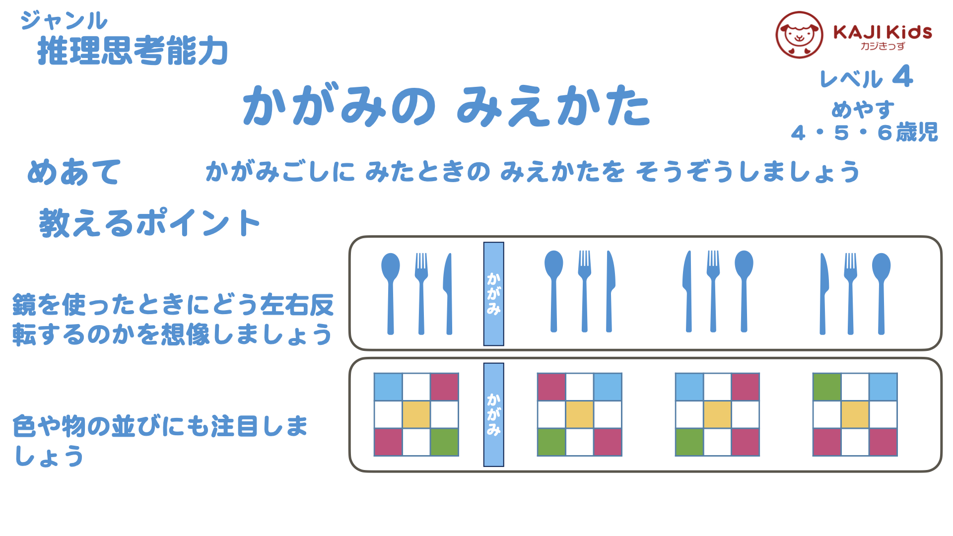 【小学校受験4-20】 鏡の見え方 推理思考能力 レベル4【幼児教育演習問題】.001